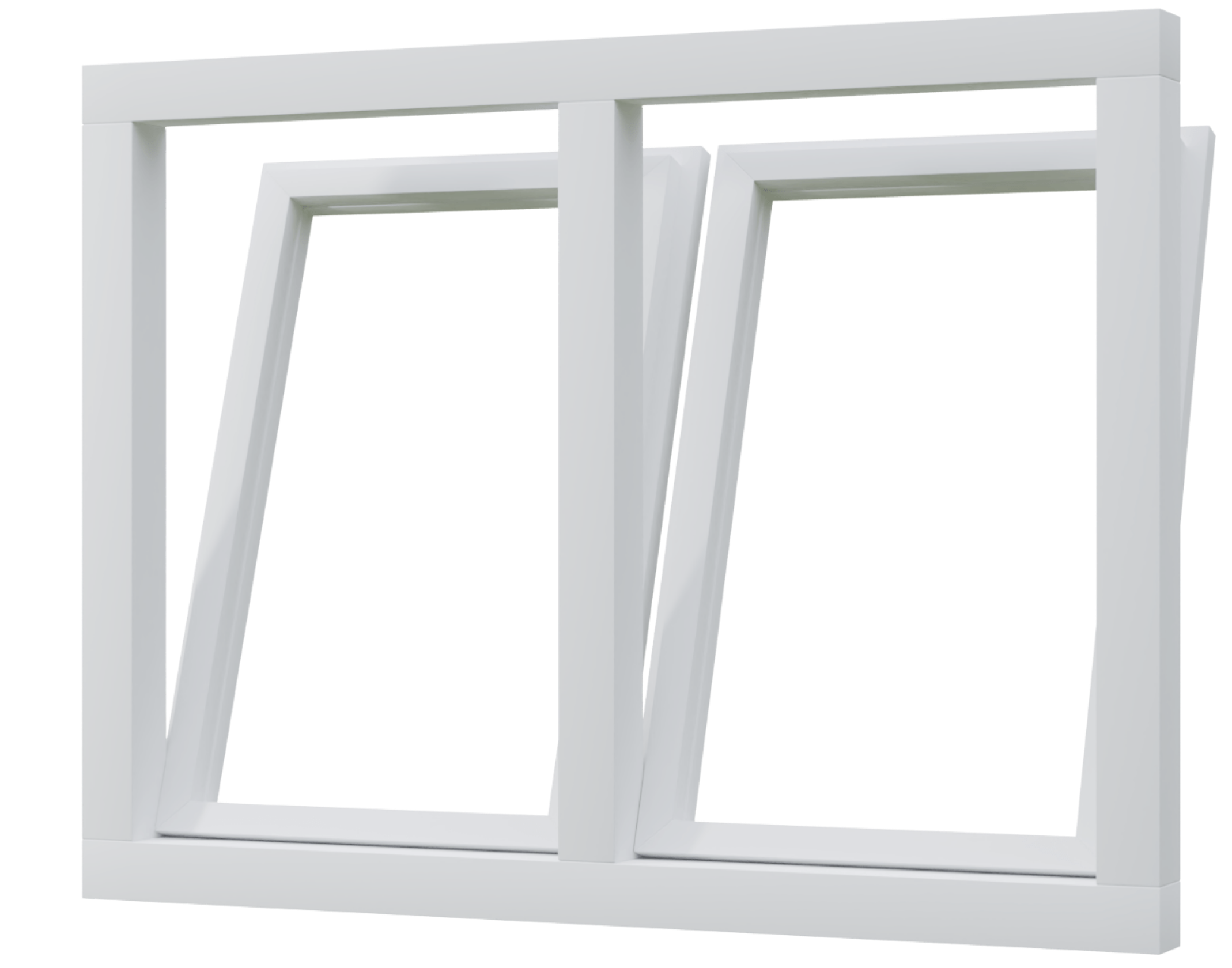 Kunststofffenster weiß aus Kunststoff, zweiflügelig mit Kippfunktion und schlankem Rahmen